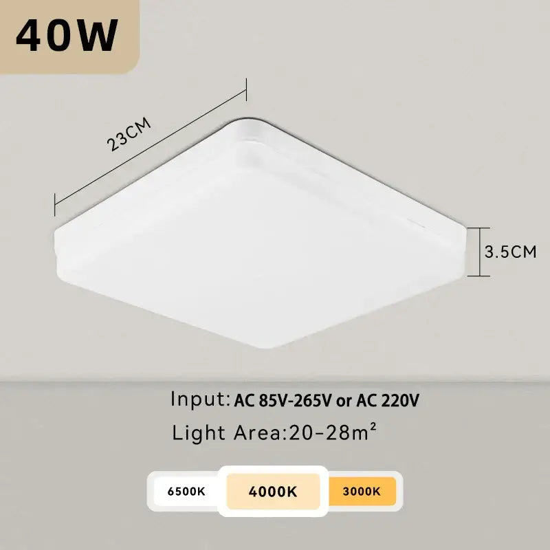 Modern circular black and white decorbites led ceiling light featuring a sleek white rectangular 23cm by 3.5cm design