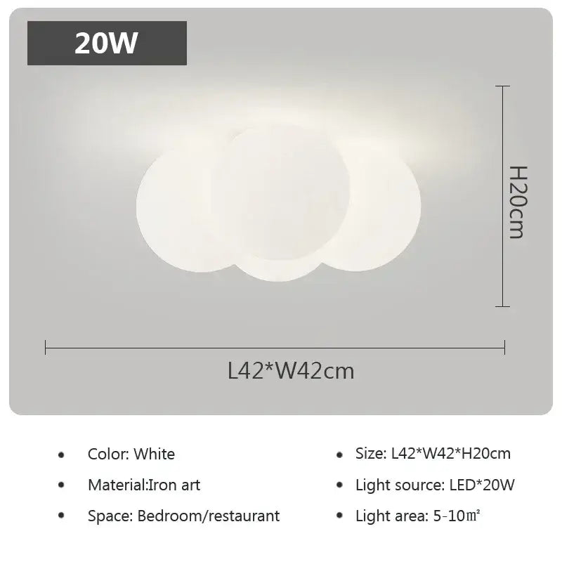 Modern cloud glass ball milky white chandelier with white iron art cloud-shaped led wall light 20w decorbites glass ball