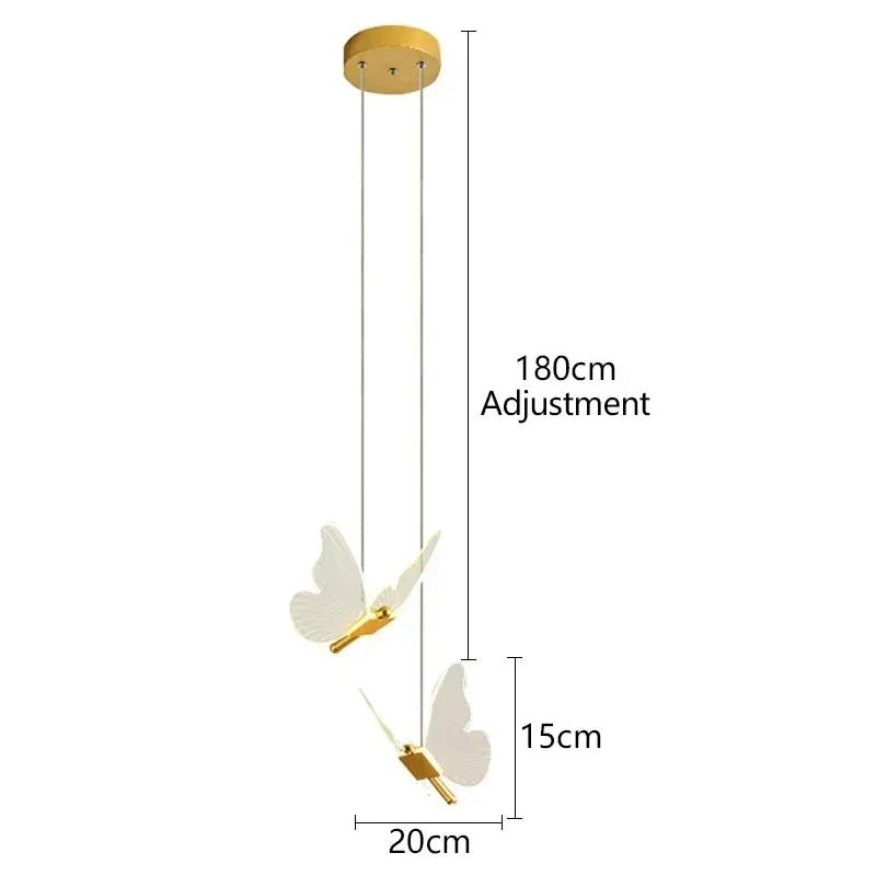 Modern Gold Butterfly 3-Light Metal Pendant Light - Decorbites