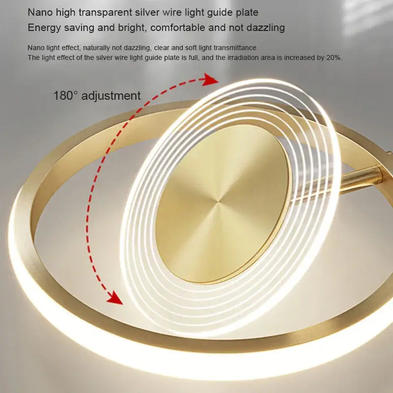 Modern gold concentric led ceiling light with nano transparent silver wire light guide plate for living room decorbites led ceiling