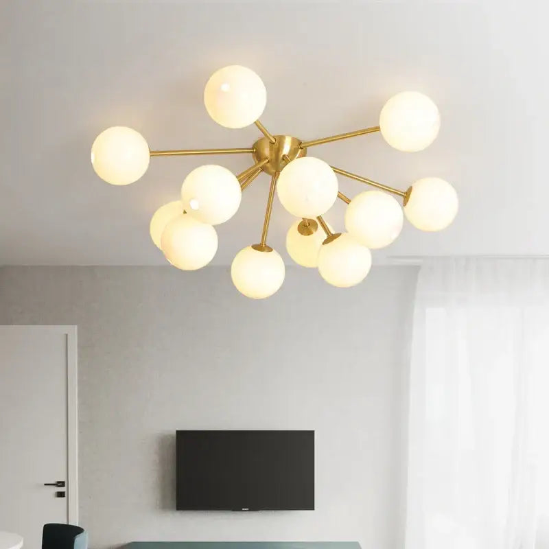 Modern gold glass ball led chandelier with frosted glass globe bulbs for living room led ceiling decorbites glass ball lighting