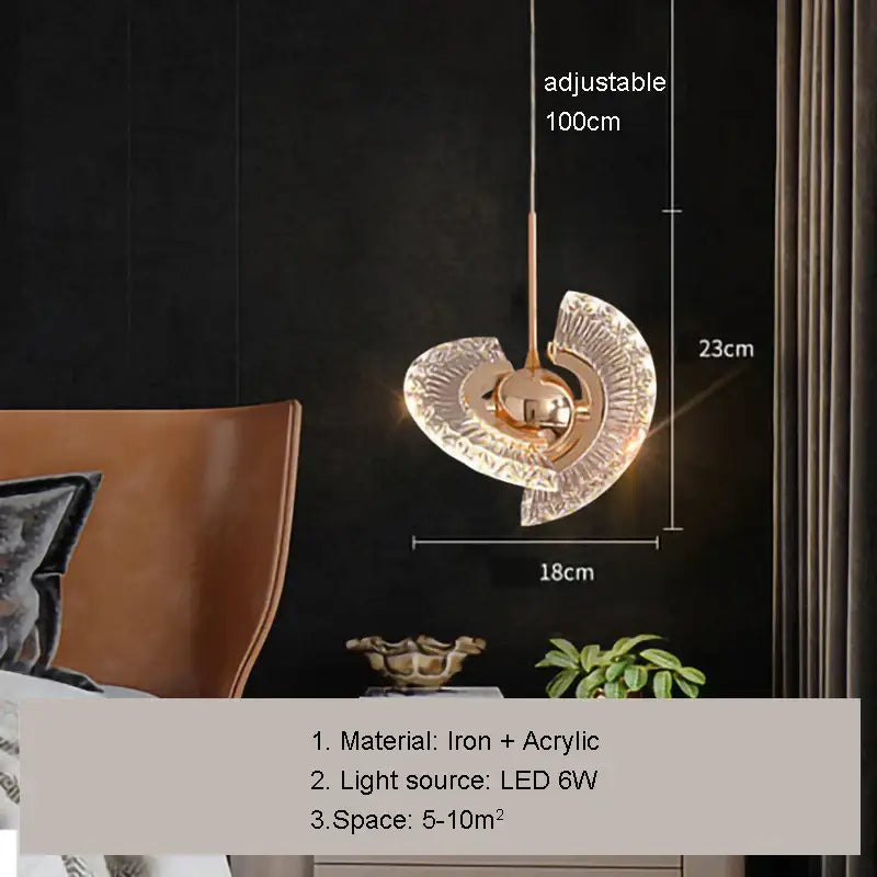 Modern gold led pendant light with heart-shaped textured acrylic and iron design for dining room decorbites gold led chandelier