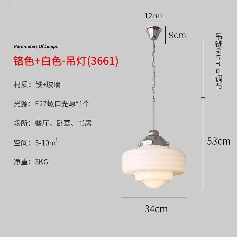 A vintage-style gold lustre pendant light with brushed nickel finish and layered frosted glass shades by decorbites
