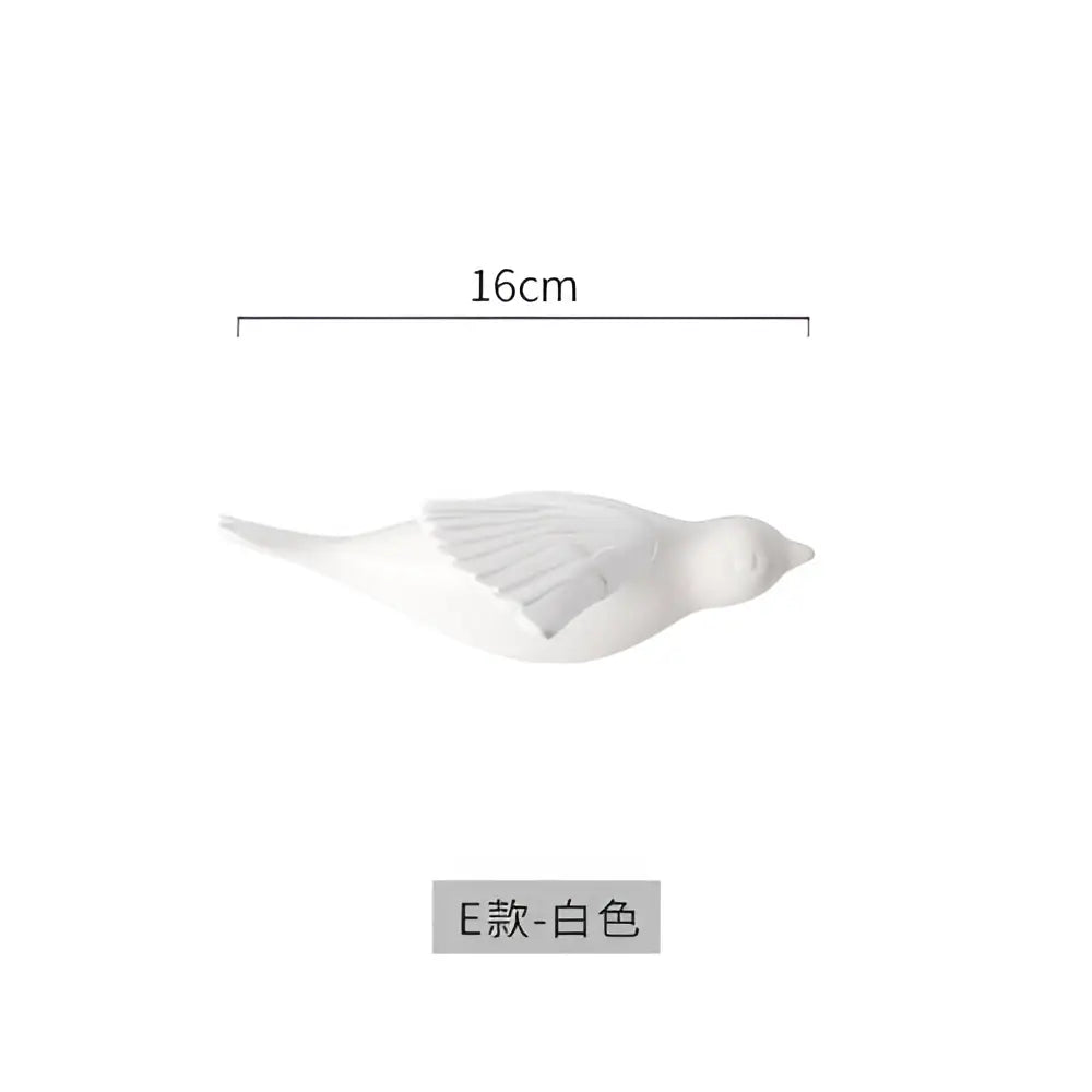 White ceramic bird figurine 16cm long for modern golden bird wall living room decor wall hanging accessory