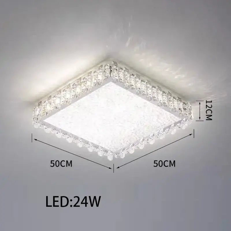 Modern rectangular crystal led ceiling lighting fixture with white diffuser and clear faceted crystal bead border decorbites crystal led