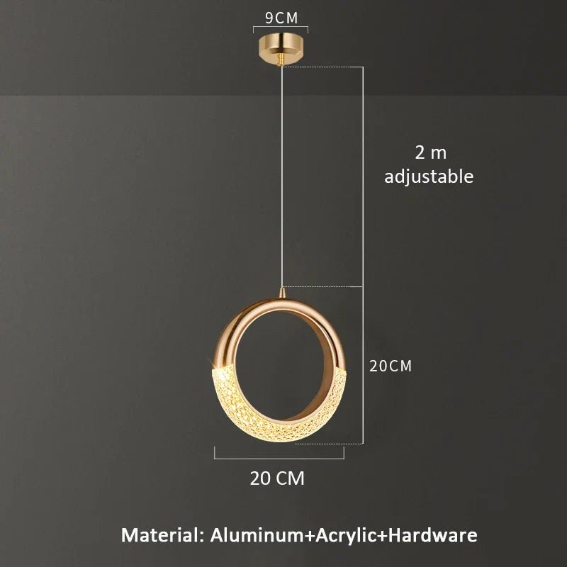 Modern Ring Pendant Light in Acrylic and Plated Metal - Decorbites