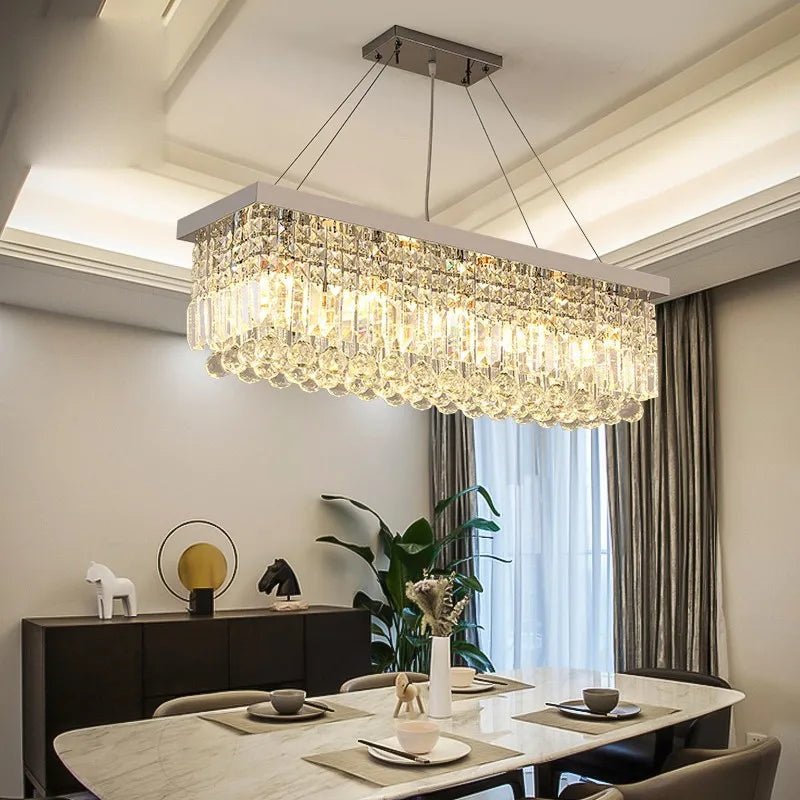 Modern Silver Crystal Chain Pendant Chandelier - Decorbites