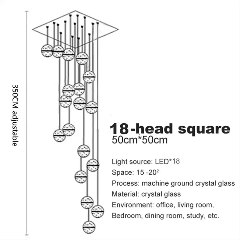 Modern Spiral Crystal Ball Staircase Pendant Chandelier - Decorbites