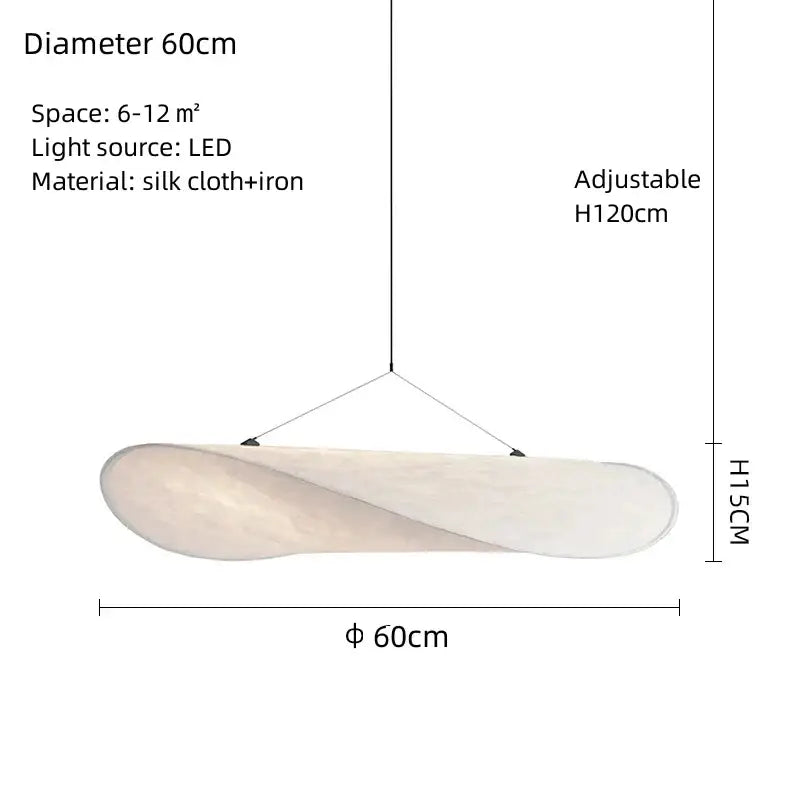 Modern white designer cloth cover pendant chandelier bedroom light with cream twisted silk cloth cover and iron wire suspension