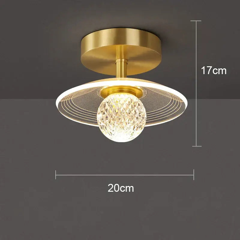 Modern white flower led ceiling lamp with gold-finished crystal globe and perforated shade for bedroom decorbites led ceiling lamp