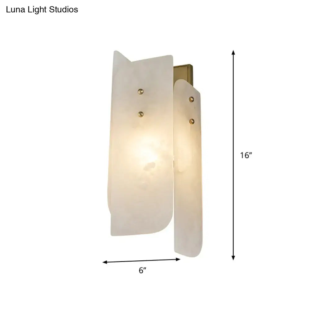 Modern corner wall lamp with frosted white glass panels and gold accents for 110v-120v or 220v-240v use