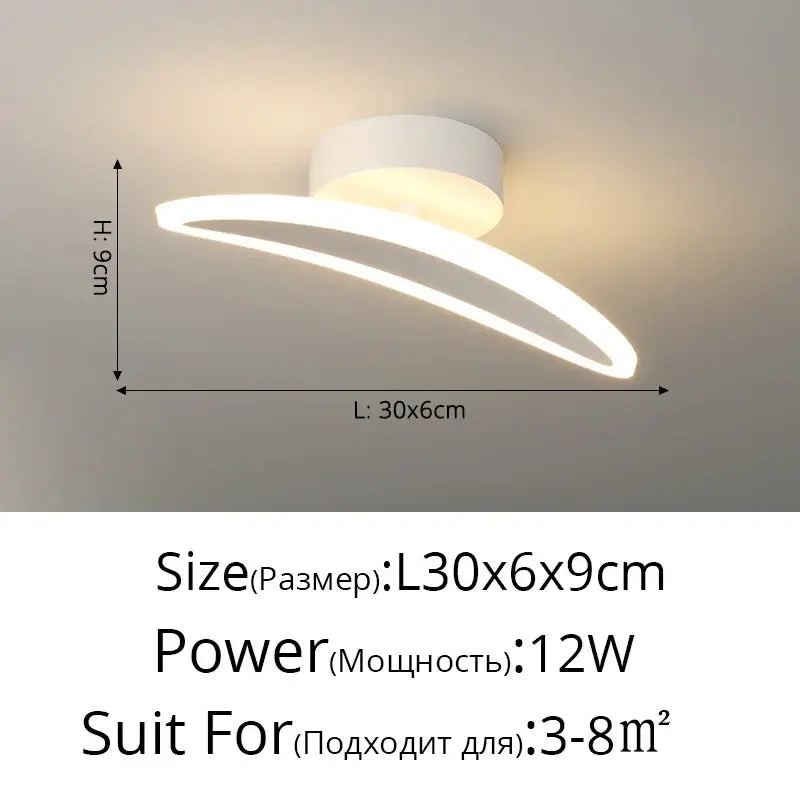 Modern white minimalist led ceiling light strip with sleek curved ring design for living room ceiling light