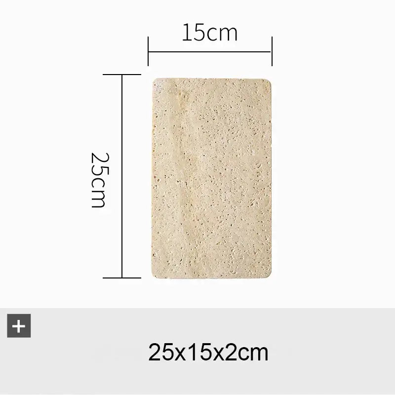 Beige travertine marble textured rectangular bath mat 25x15cm for kitchen and bathroom use by decorbites