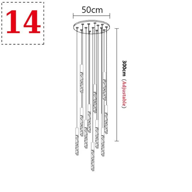 New Staircase Chandelier LED Modern Duplex Loft Spiral Long Chandelier Creative Villa Living Room Bedroom Hanging Crystal Light - Decorbites