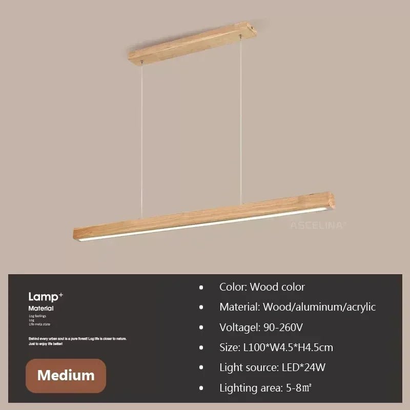 Nordic Linear Wood LED Pendant Light - Decorbites
