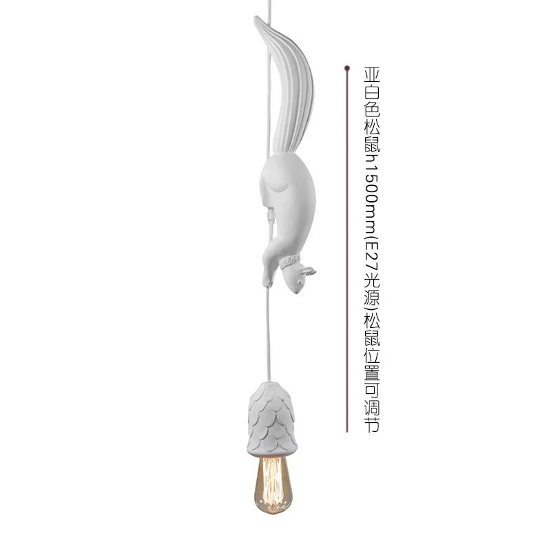 Nordic Resin Squirrel Pendant Light in White - Decorbites