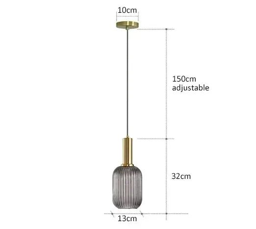 Nordic Ribbed Glass Pendant Light in Green, Grey or Amber - Decorbites