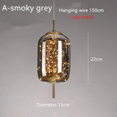 Nordic Star Glass Pendant Light With Long Cord - Decorbites