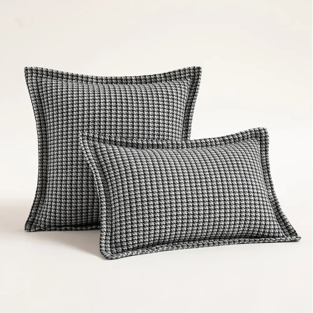 Olive and cream houndstooth jacquard pillow covers with textured woven fabric for living room cushion covers decorbites houndstooth jacquard