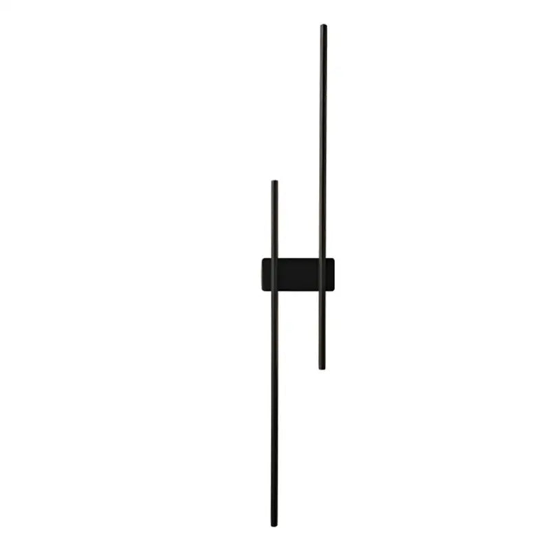 Postmodern black copper wall lamp featuring two slender vertical rods and a central base for minimalist bedroom lighting decorbites copper wall