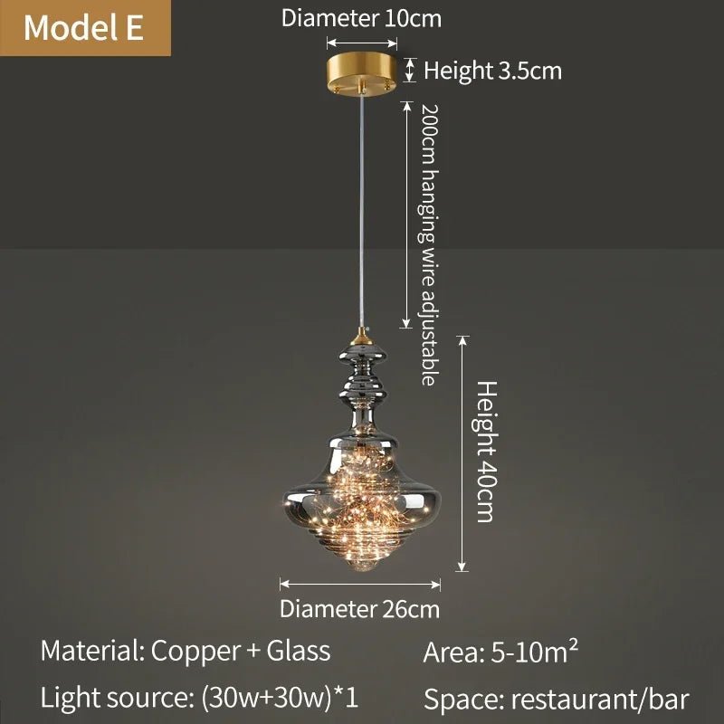 Raindrop Copper Crystal Pendant Light in Gold - Decorbites