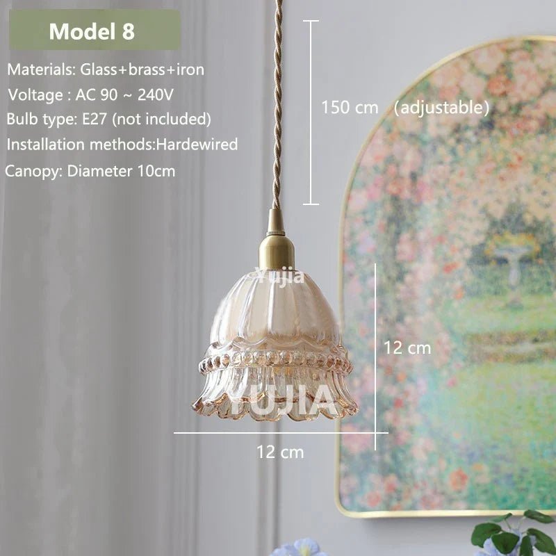 Vintage Amber Glass Pendant Light With Brass Detail - Decorbites