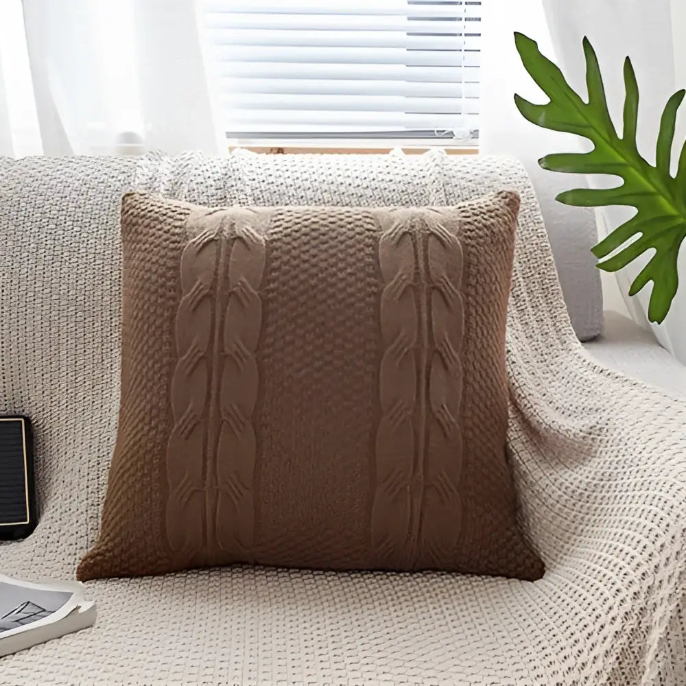 Beige decorbites cable knit double cushion cover with textured woven pattern for vintage bedroom throw pillows decor