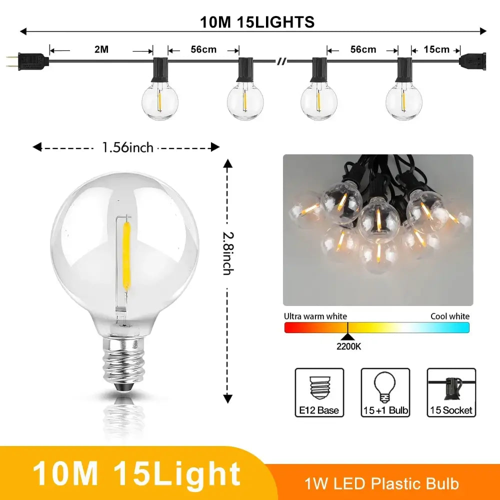 Clear glass globe g40 led shatterproof light bulb with yellow filament and silver base for decorbites g40 led patio decor