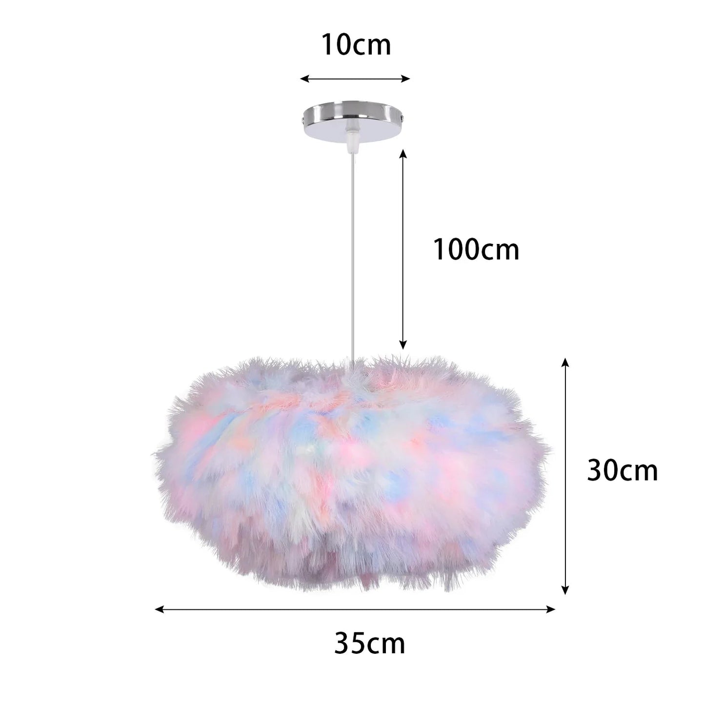 White Feather Pendant Light With Metal Frame - Decorbites