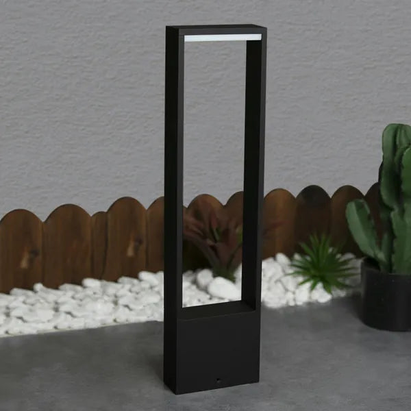 Black rectangular led pathway light with sleek modern design and horizontal white illumination strip new arrivals collection