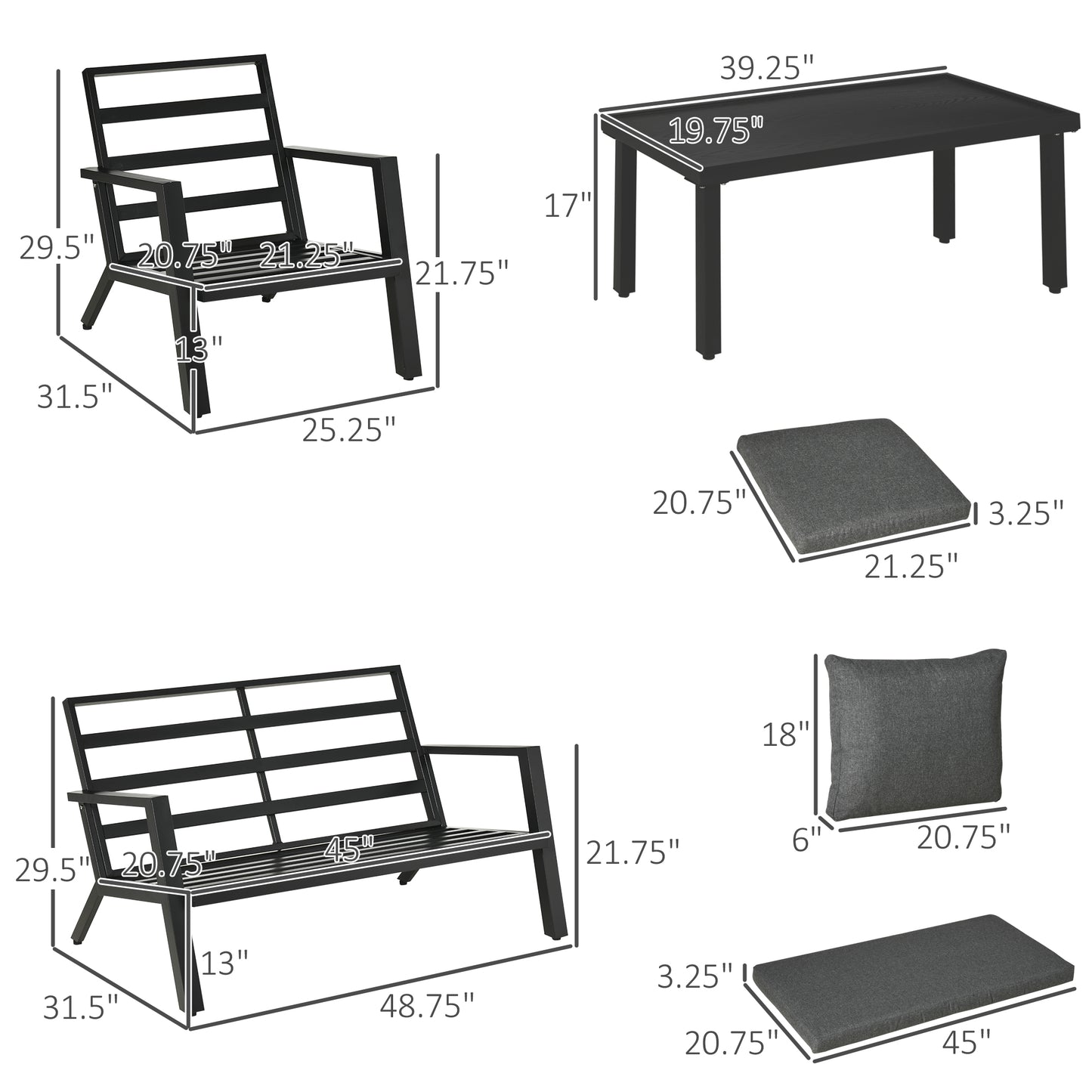 4 Piece Patio Furniture Set