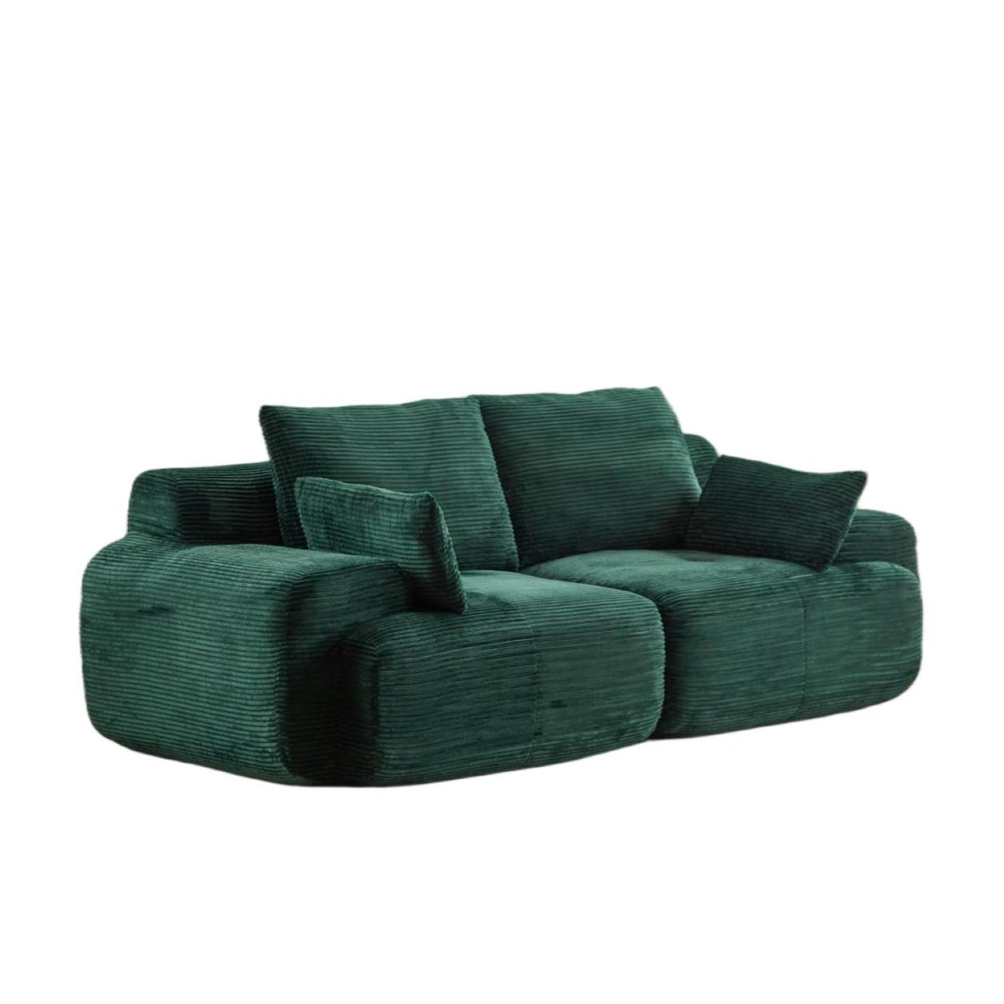 Modern Memory Foam Compressed Sofa,2 Seater Large Sectional Couches For Living Room,Pet-Friendly Cloud Modular Sectional Sofa,Corduroy Fabric,Extra Deep Loveseat,No Assembly Required, Green