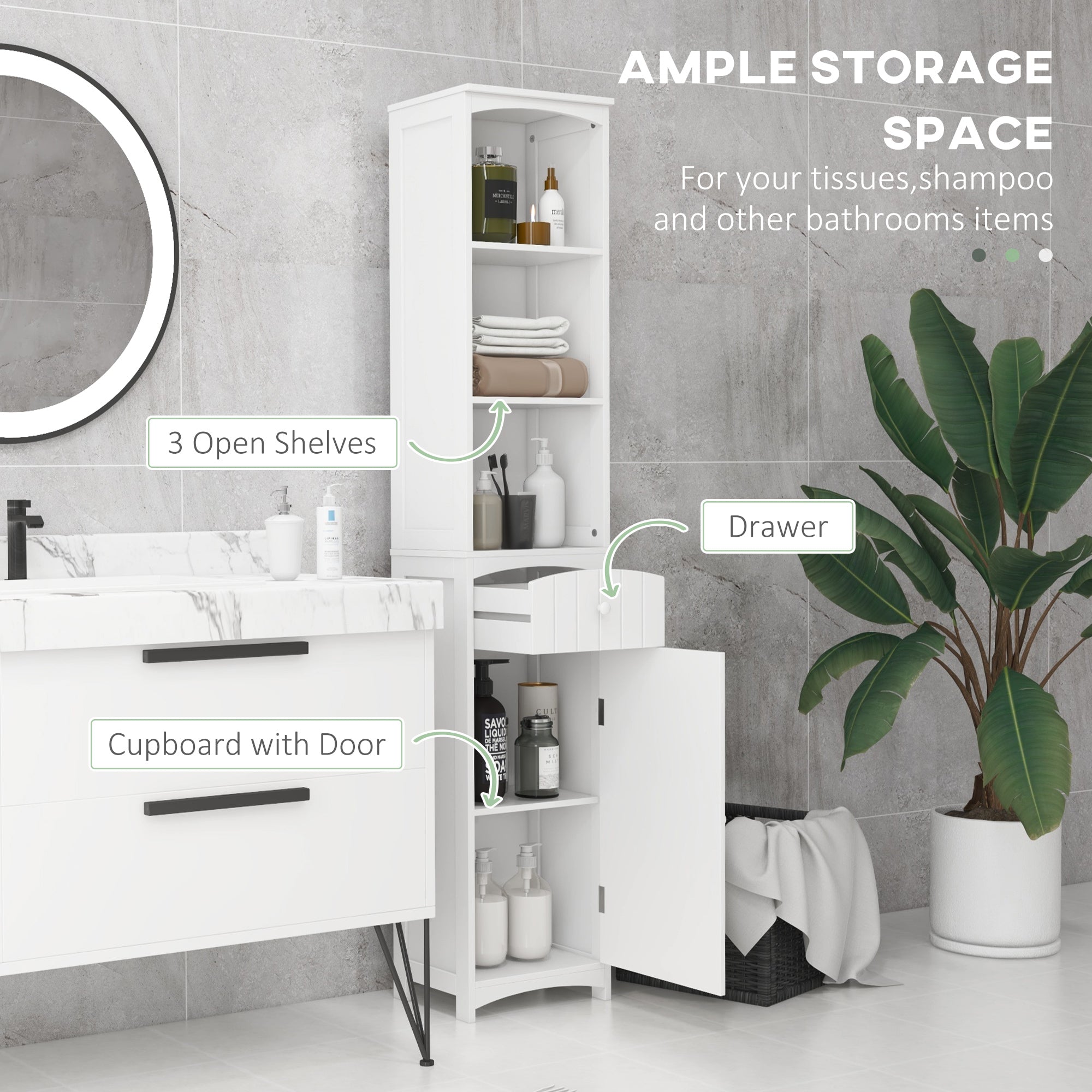 Modern White Storage Cabinet 990x420mm Sturdy