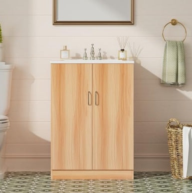 A Modern Bathroom Vanity With A Ceramic Basin And An Independent Bathroom Storage Cabinet With A Sink Combination Set