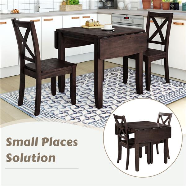 Wooden Folding Breakfast Table Set Compact Dining Corner
