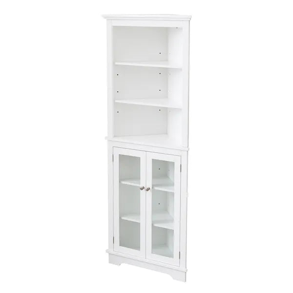 Matte White Corner Cabinet