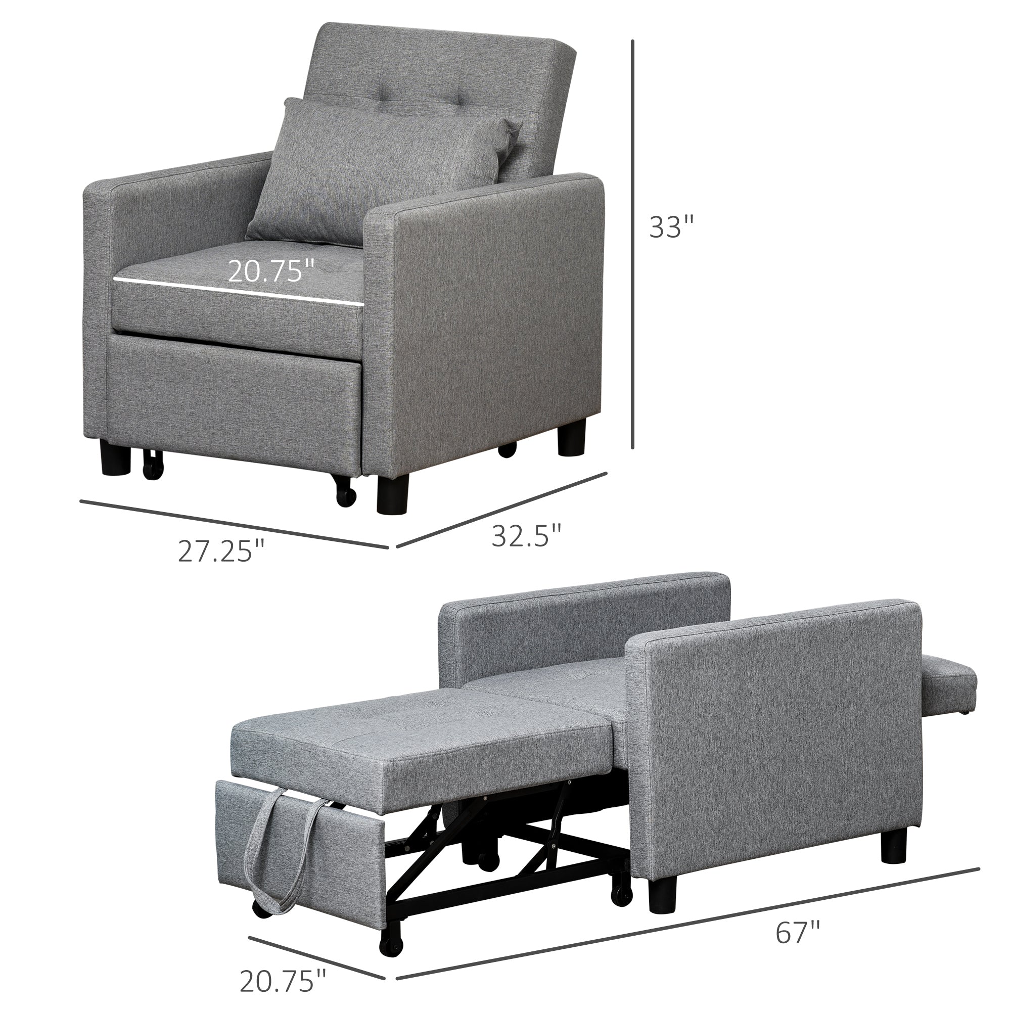 Grey Tufted Recliner Chair