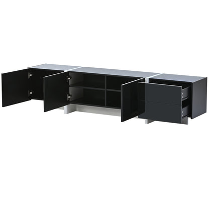 Contemporary White & Black TV Stand, Unique Style Console For TVs
