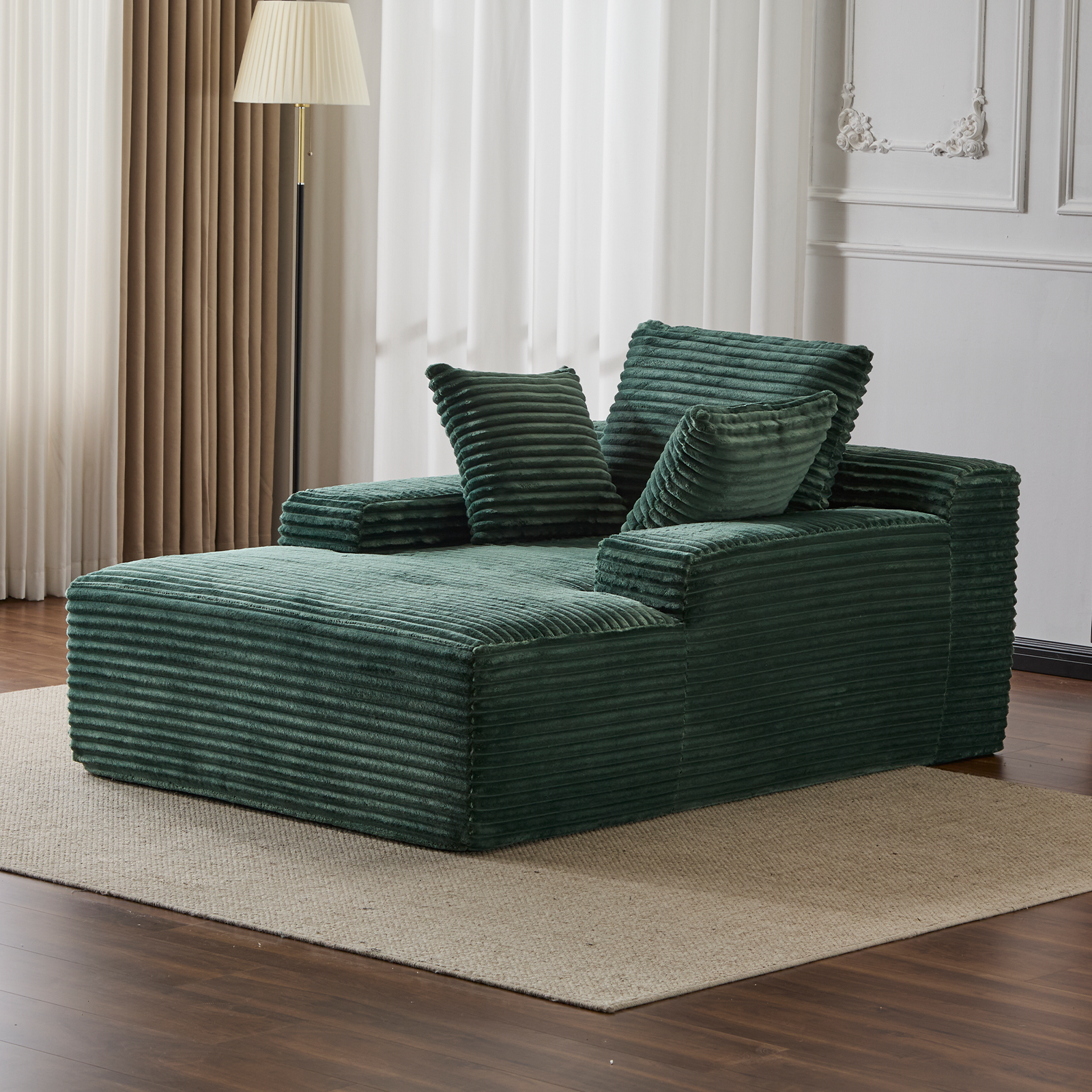 Green Corduroy Chaise Lounge