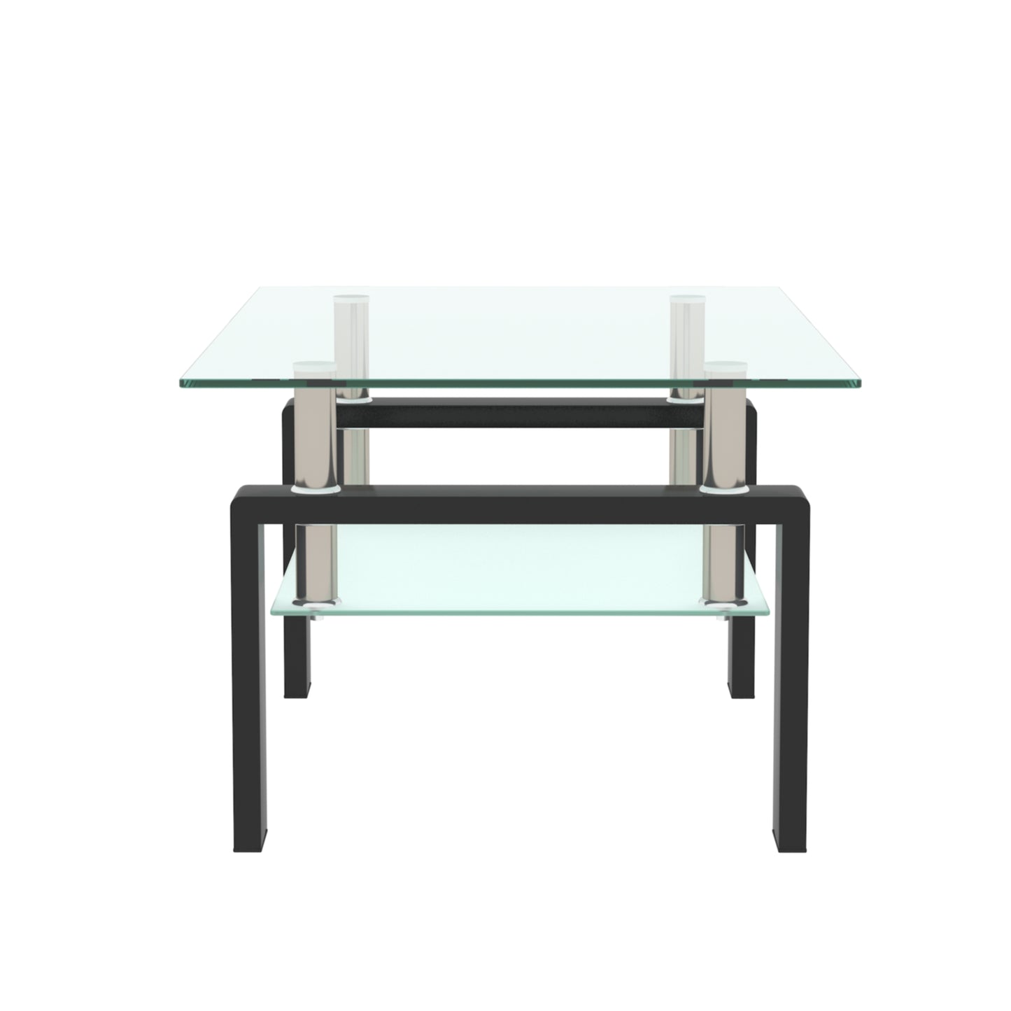 Rectangle Black Glass Coffee Table Modern Side Center Tables For Living Room