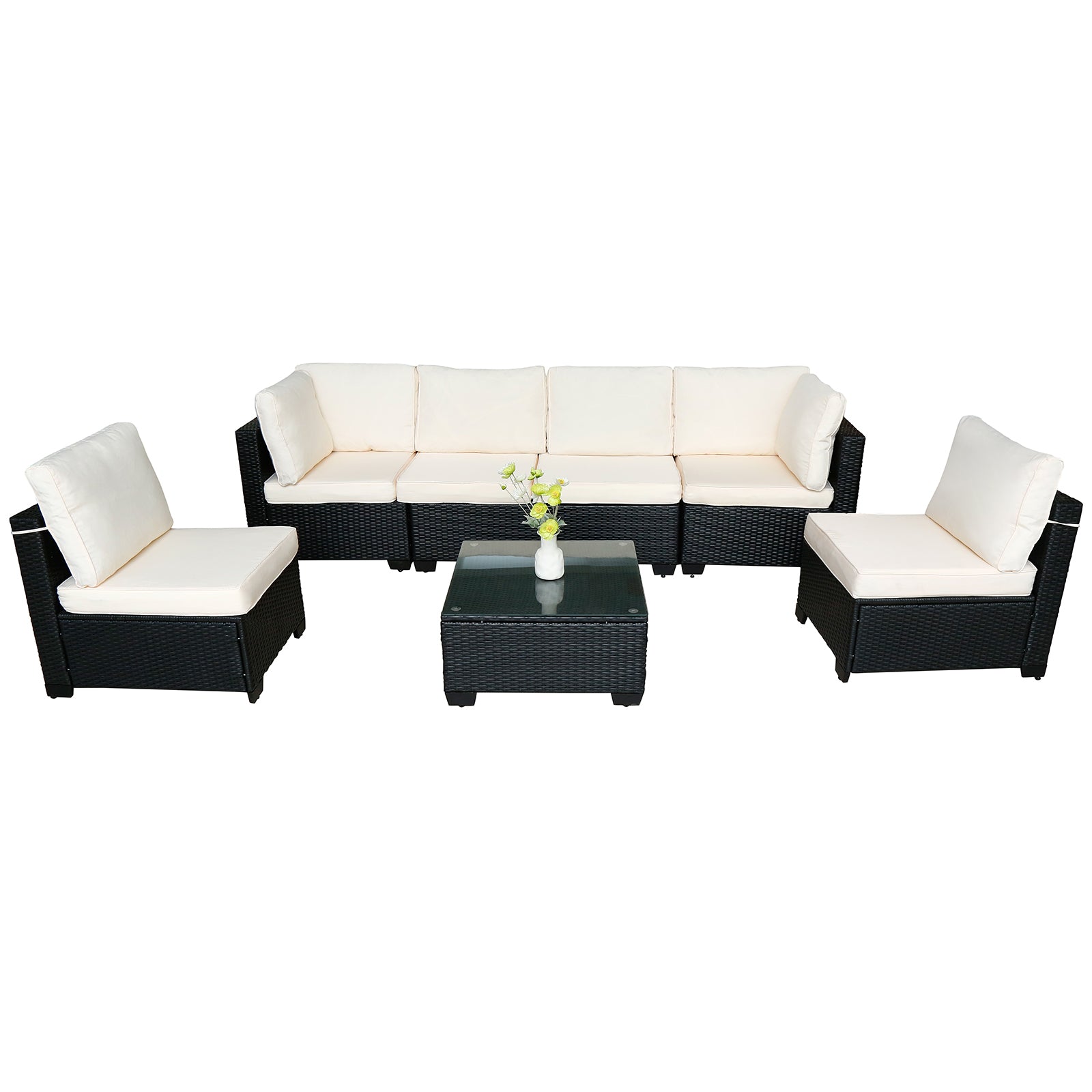 Black Rattan Outdoor Sofa