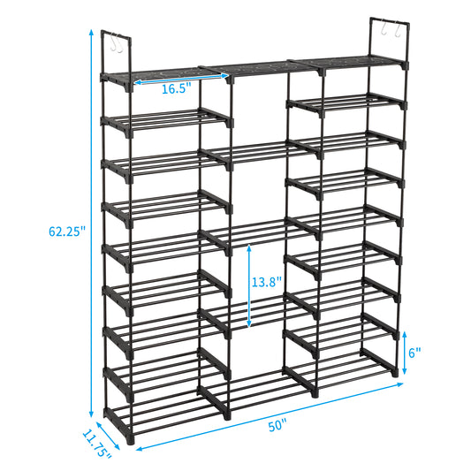 9 Tiers Shoe Rack Storage Organizer Shoe Shelf Organizer For Entryway Holds 50-55 Pairs Shoe, Stackable Shoe Cabinet Shoe Rack