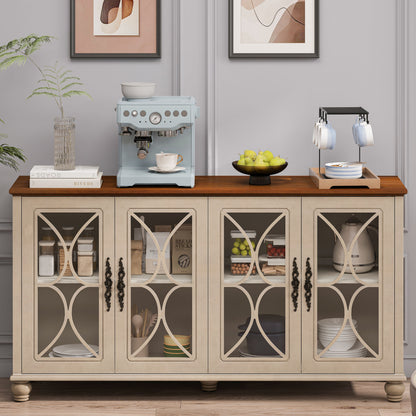 Beige Antique Glass Cabinet