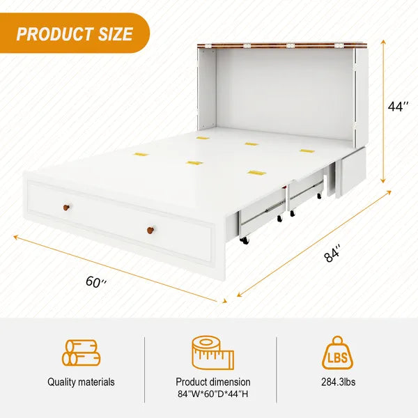 White Wood Murphy Bed