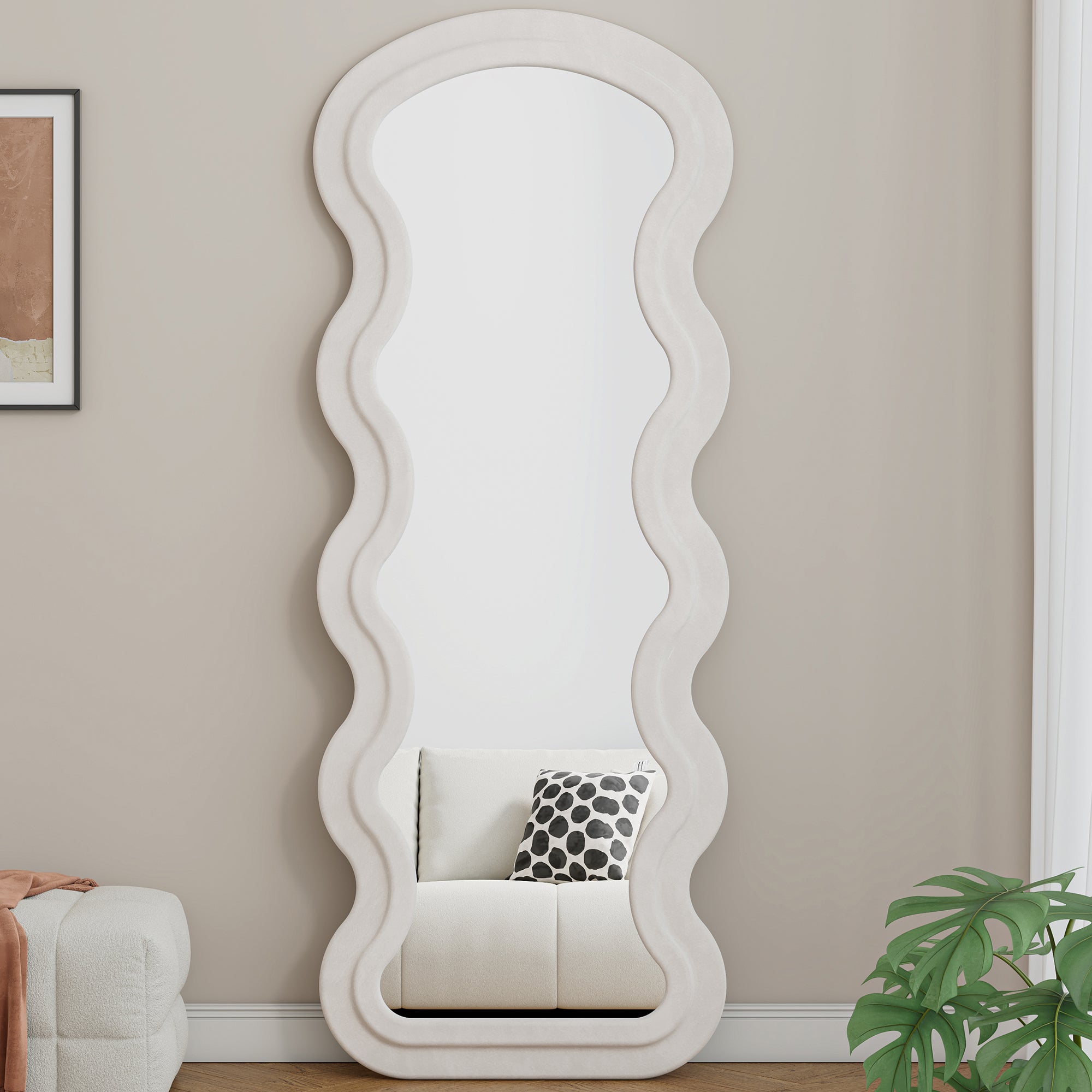 White Wave Floor Mirror