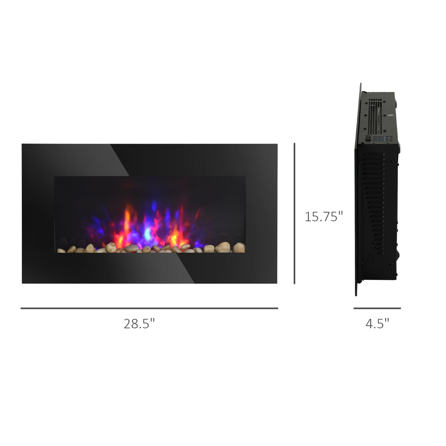 28.5" 1450W Electric Wall-Mounted Fireplace with Flame Effect