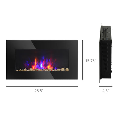 28.5" 1450W Electric Wall-Mounted Fireplace with Flame Effect