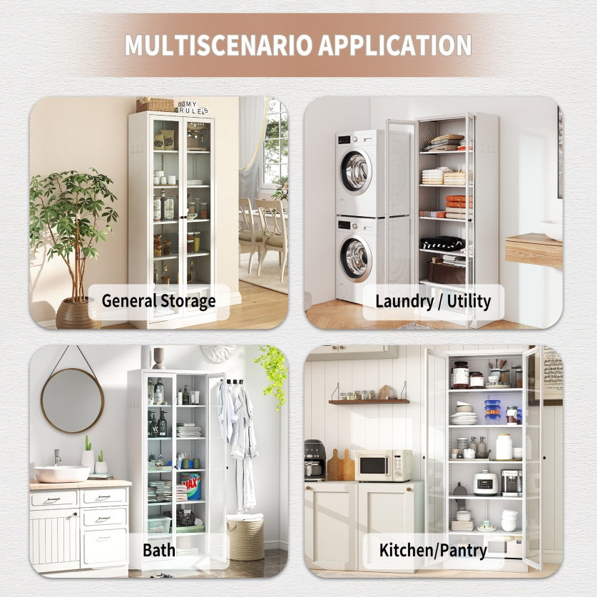 White Tall Storage Cabinet