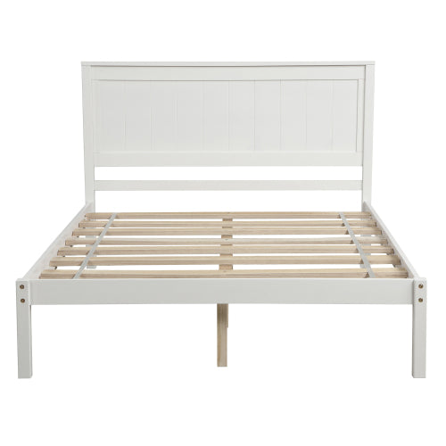 Platform Bed Frame With Headboard , Wood Slat Support , No Box Spring Needed ,Full,White