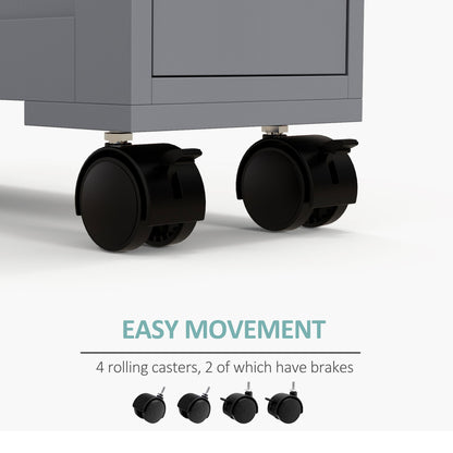 HOMCOM Bathroom Floor Organizer Free Standing Space Saving Narrow Storage Cabinet Bath Toilet Paper Holder with Drawers